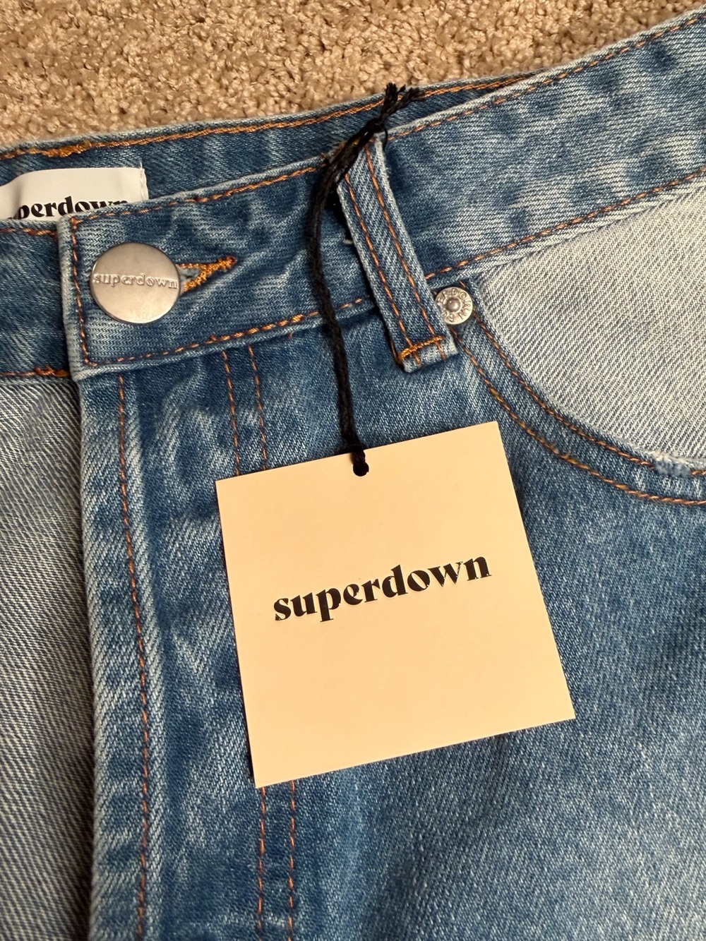 Superdown Lydia Two Tone Shorts Denim Blue Multi NWT Size 29 - Picture 5 of 6